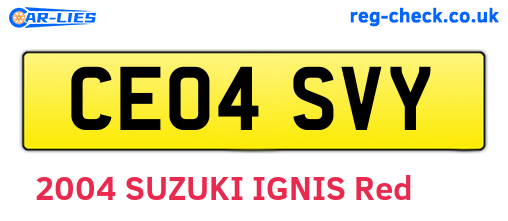 CE04SVY are the vehicle registration plates.