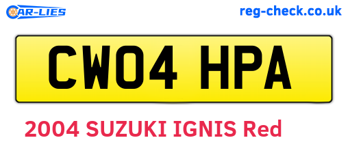 CW04HPA are the vehicle registration plates.