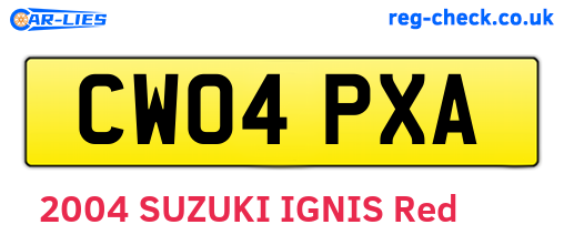 CW04PXA are the vehicle registration plates.