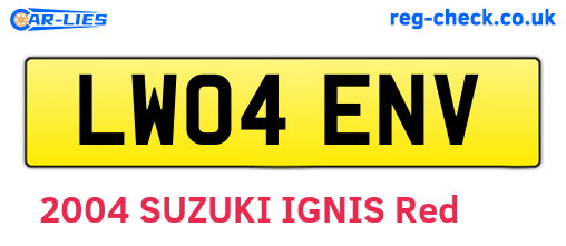 LW04ENV are the vehicle registration plates.