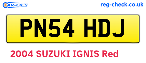 PN54HDJ are the vehicle registration plates.