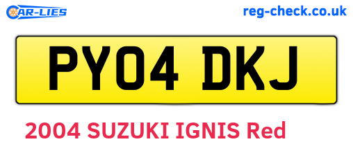 PY04DKJ are the vehicle registration plates.
