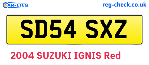 SD54SXZ are the vehicle registration plates.