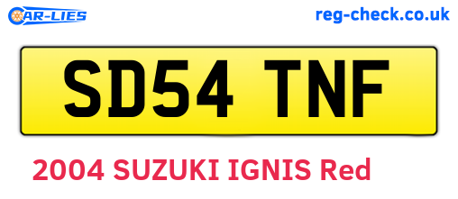 SD54TNF are the vehicle registration plates.