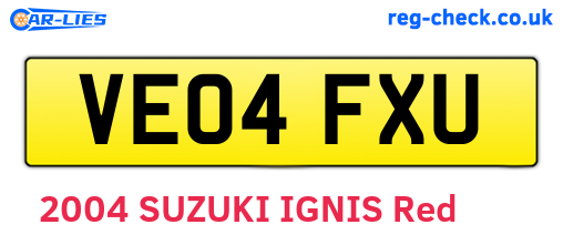 VE04FXU are the vehicle registration plates.