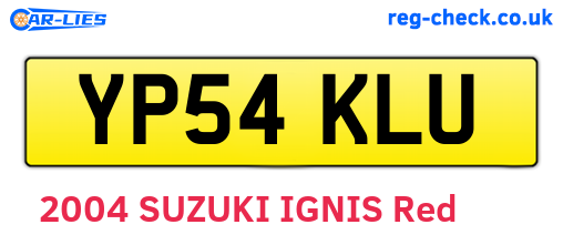 YP54KLU are the vehicle registration plates.