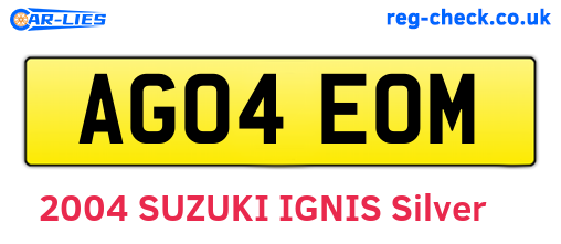 AG04EOM are the vehicle registration plates.