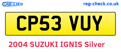 CP53VUY are the vehicle registration plates.