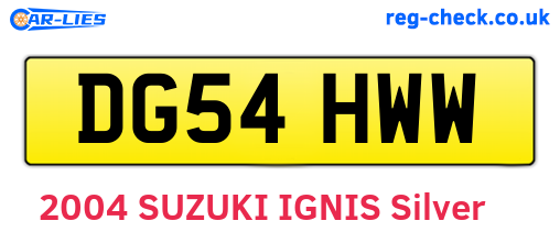 DG54HWW are the vehicle registration plates.