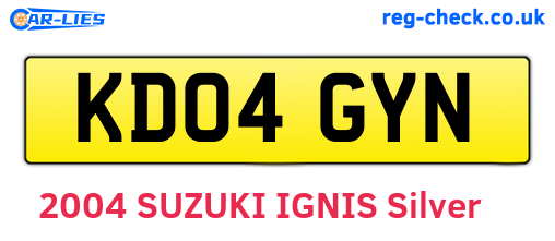 KD04GYN are the vehicle registration plates.