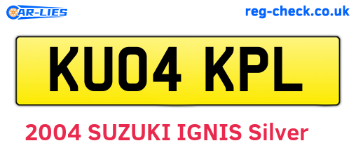 KU04KPL are the vehicle registration plates.