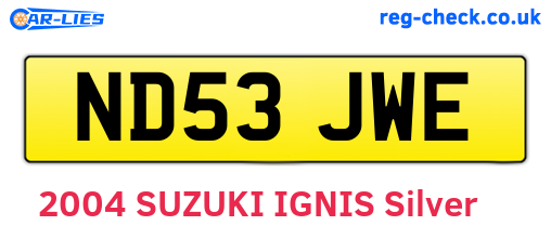 ND53JWE are the vehicle registration plates.