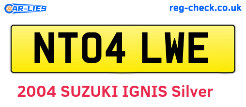 NT04LWE are the vehicle registration plates.