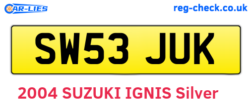 SW53JUK are the vehicle registration plates.
