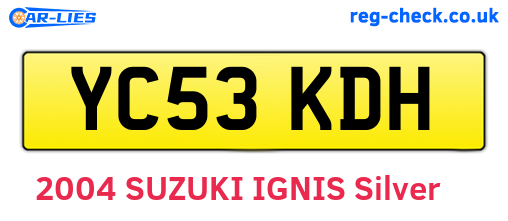 YC53KDH are the vehicle registration plates.