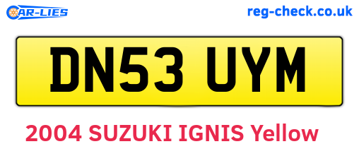 DN53UYM are the vehicle registration plates.