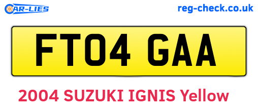 FT04GAA are the vehicle registration plates.