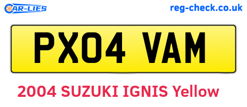 PX04VAM are the vehicle registration plates.