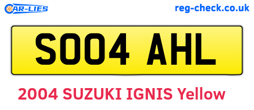 SO04AHL are the vehicle registration plates.