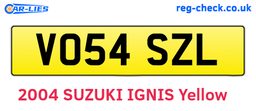 VO54SZL are the vehicle registration plates.