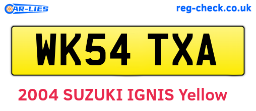 WK54TXA are the vehicle registration plates.