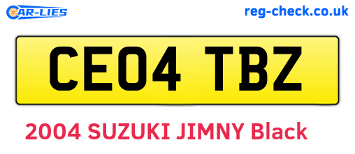 CE04TBZ are the vehicle registration plates.