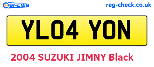 YL04YON are the vehicle registration plates.