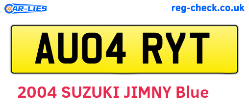 AU04RYT are the vehicle registration plates.