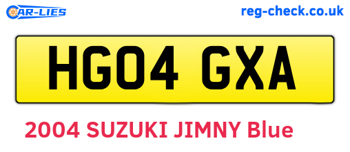 HG04GXA are the vehicle registration plates.