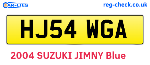 HJ54WGA are the vehicle registration plates.