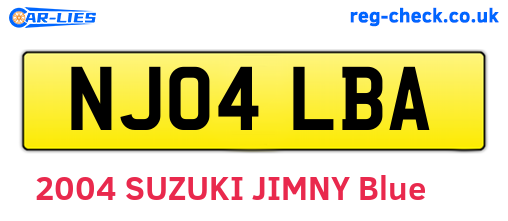 NJ04LBA are the vehicle registration plates.