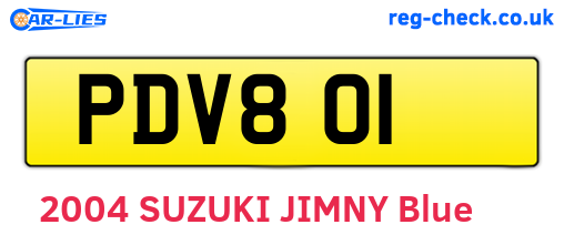 PDV801 are the vehicle registration plates.