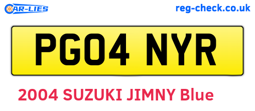 PG04NYR are the vehicle registration plates.