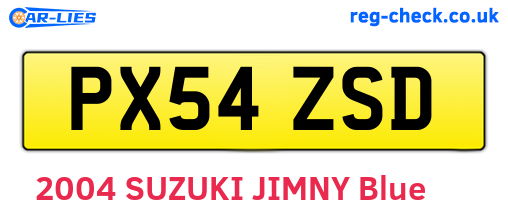 PX54ZSD are the vehicle registration plates.