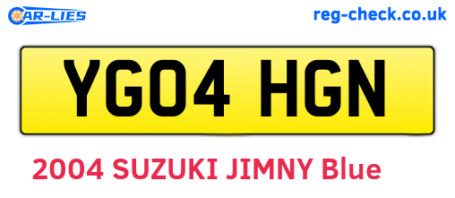 YG04HGN are the vehicle registration plates.