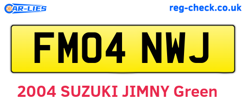 FM04NWJ are the vehicle registration plates.
