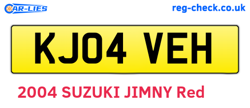 KJ04VEH are the vehicle registration plates.