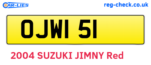 OJW151 are the vehicle registration plates.