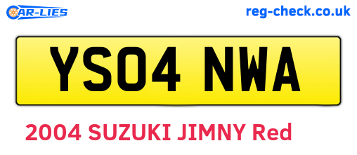 YS04NWA are the vehicle registration plates.