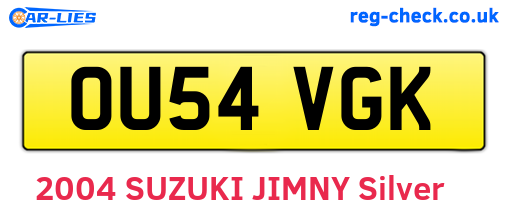 OU54VGK are the vehicle registration plates.