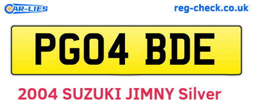 PG04BDE are the vehicle registration plates.