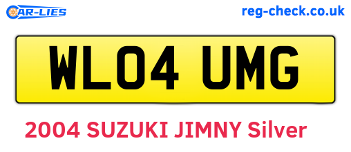 WL04UMG are the vehicle registration plates.