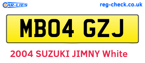 MB04GZJ are the vehicle registration plates.