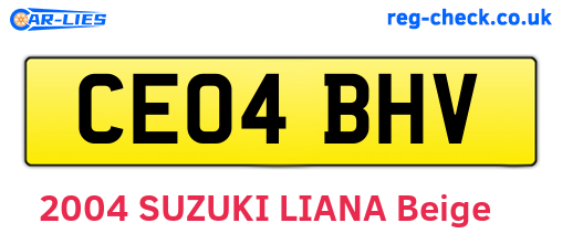 CE04BHV are the vehicle registration plates.