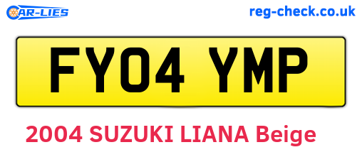 FY04YMP are the vehicle registration plates.