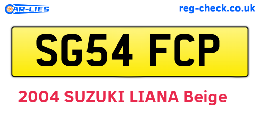 SG54FCP are the vehicle registration plates.