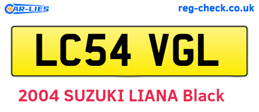 LC54VGL are the vehicle registration plates.