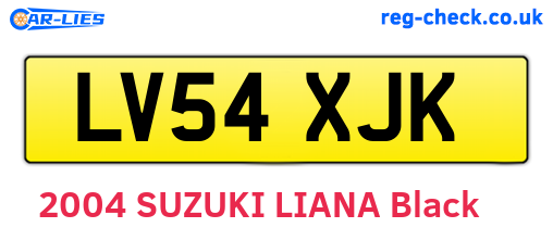 LV54XJK are the vehicle registration plates.