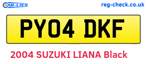 PY04DKF are the vehicle registration plates.