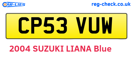 CP53VUW are the vehicle registration plates.